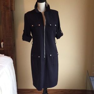 Michael Kors zip front shirt dress In New Navy